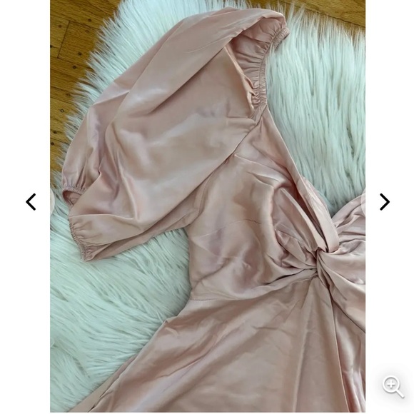 NWT EXPRESS Satin Twist Front Puff Sleeve Mini Dress - Picture 8 of 12